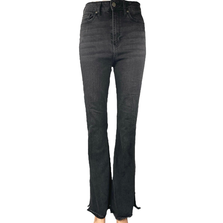 JBD Women's Black High Waist Split Hem Flared Bootcut Denim Jeans Pants Size 28