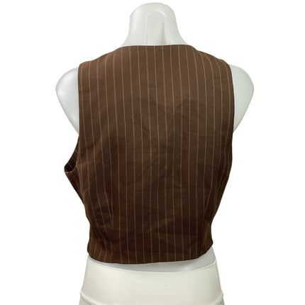 Reformation Women's Brown Sleeveless Pinstriped V-neck Crop Sweater Vest Top 8