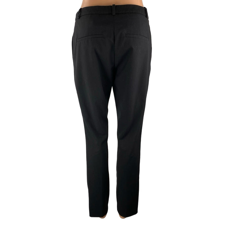 H&M Women's Black Mid Rise Slim Straight Career Business Trousers Pants Size 6