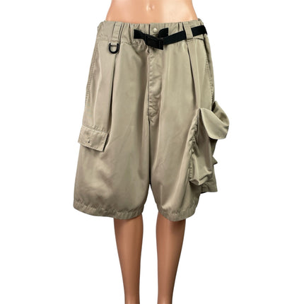 Y-3 Women's Clay Brown Twill Fidlock Belt High Rise Relaxed Cargo Shorts Size S