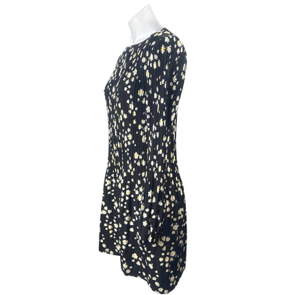 Maje Rockiz Women's Black Floral Pleated Plisse Long Sleeve Mini Shift Dress 2