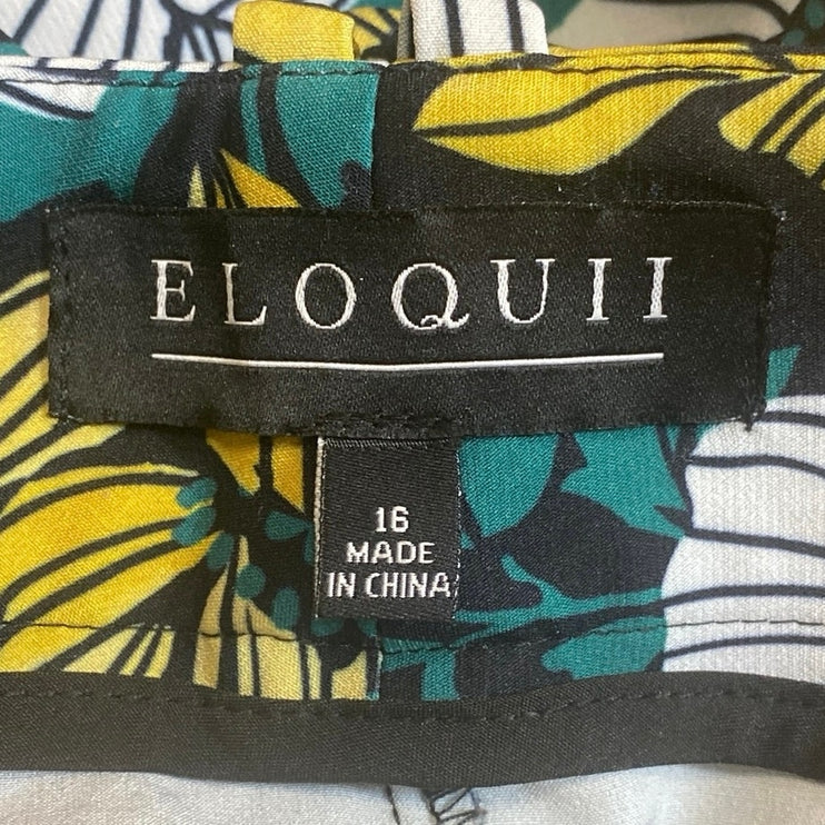 Eloquii Women's Multicolor Floral Hawaiian High Rise Straight Trousers Pants 16