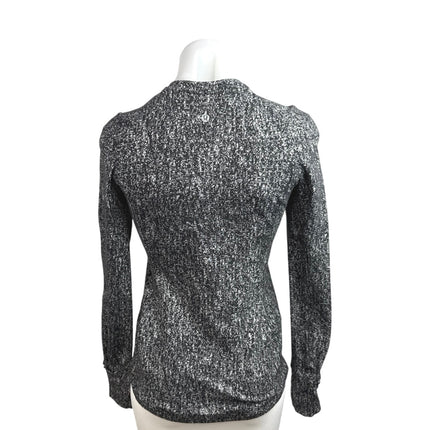 Lululemon Womens Black White Printed Athletic Long Sleeve T Shirt Tee Top Size 4