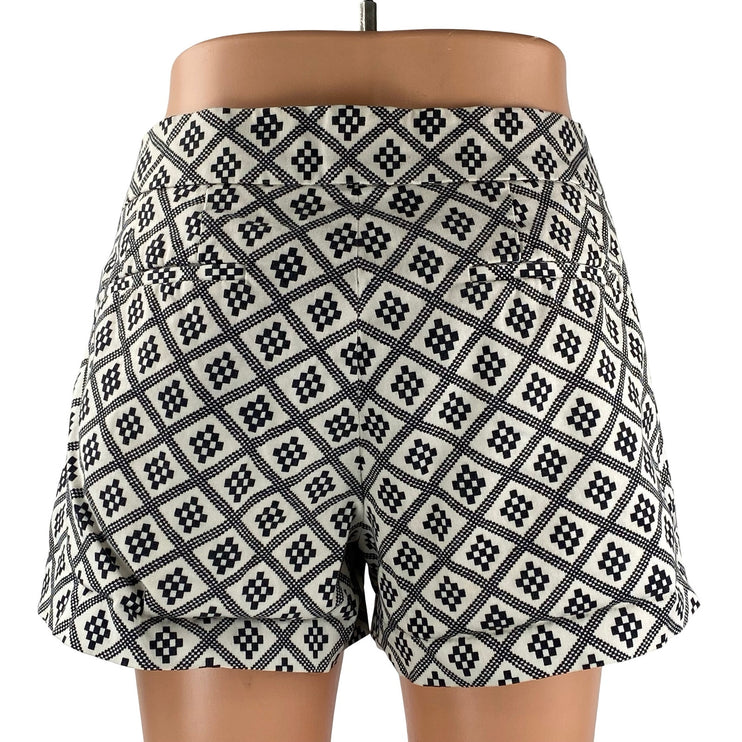 J,Crew Women's Black Geometric Argyle Stretch Mid Rise Mini Casual Shorts Size 6