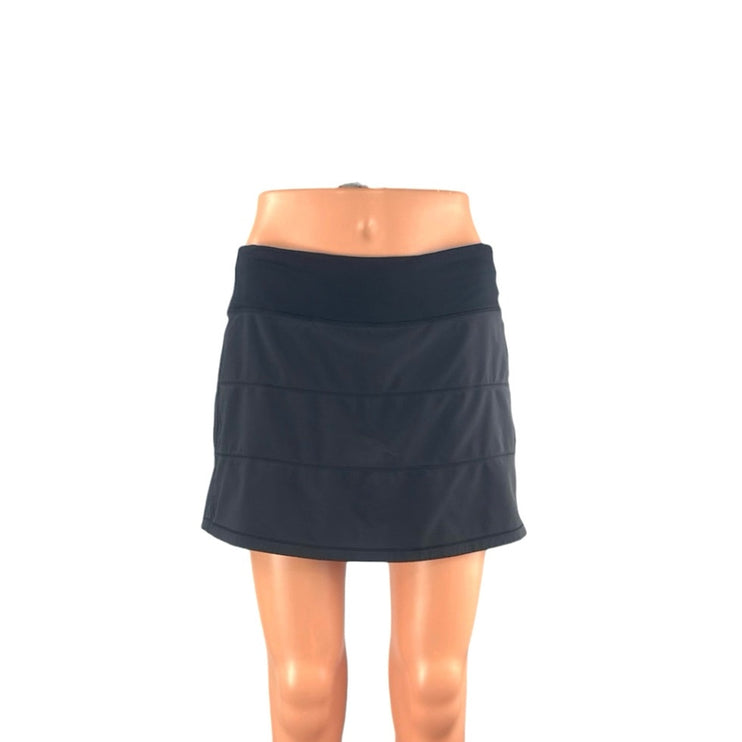 Lululemon Pace Rival Black Mid Rise Athletic Tennis Mini A-Line Skort Skirt Sz 4