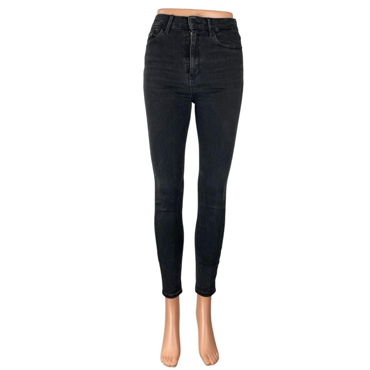 Zara Women's Black High Waisted Classic Skinny Tapered Denim Jeans Pants Size 2