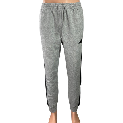 NEW Adidas Essentials 3-Stripes Fleece Mens Gray Drawstring Jogger Sweat Pants M