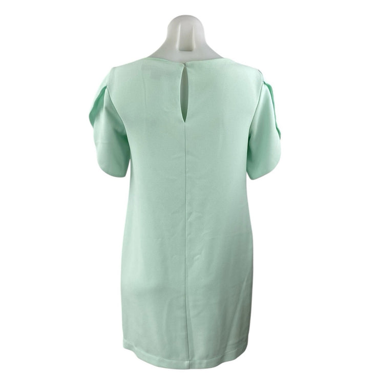 French Connection Women Green Short Tulip Sleeve Pullover Mini Shift Dress Sz 2