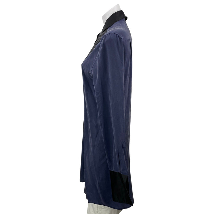 Equipment Women's Blue Gray Long Sleeves Button Down Shirt Tunic Blouse Top Sz S