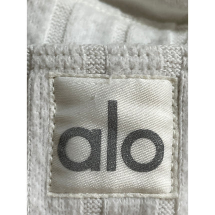 Alo Ribbed Take Comfort White Sleeveless Gym Athletic Activewear Tank Bra Top S