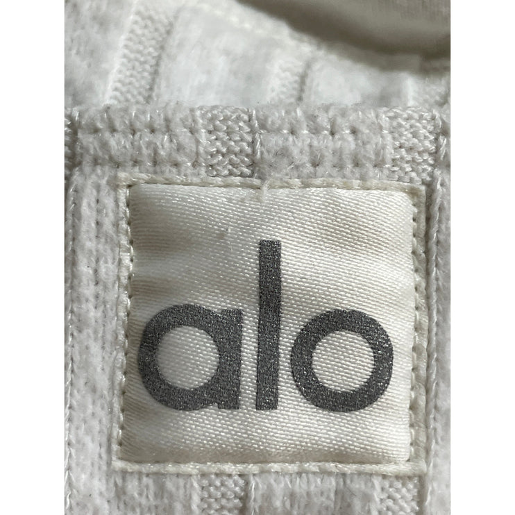 Alo Ribbed Take Comfort White Sleeveless Gym Athletic Activewear Tank Bra Top S