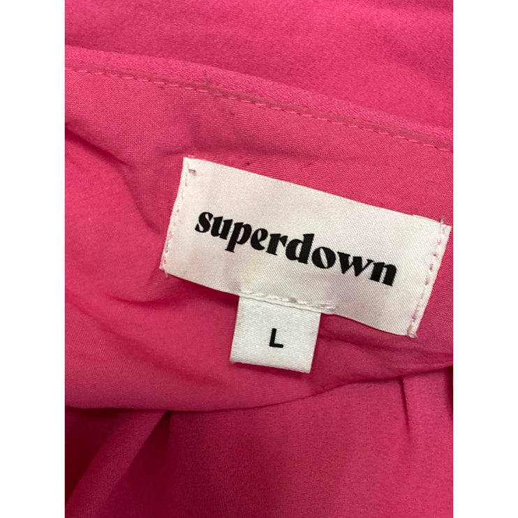Superdown Women's Pink Sleeveless Halter V-Neck Open Back Jumpsuit Romper Size L