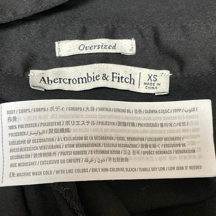Abercrombie & Fitch Silk Satin Black Long Sleeves Oversized Button Down Shirt XS