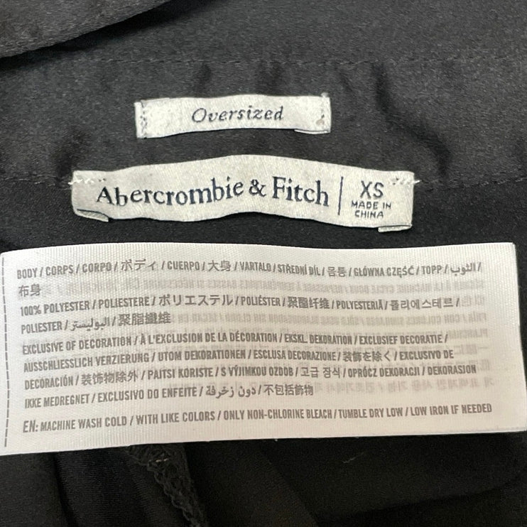 Abercrombie & Fitch Silk Satin Black Long Sleeves Oversized Button Down Shirt XS