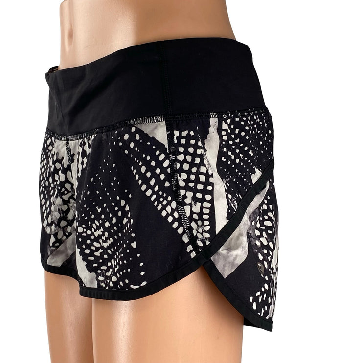 Lululemon Speed Women's Black Static Mist Yoga Athletic Running Shorts Size 6