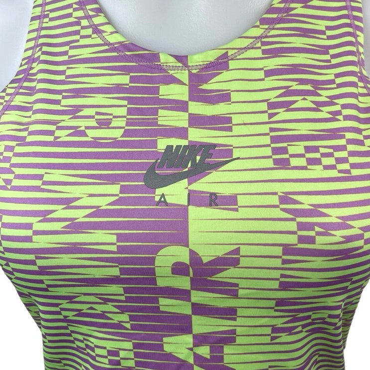 Nike Air Womens Green Purple Dri-Fit Slim Active Mesh Cross Back Crop Tank Top S