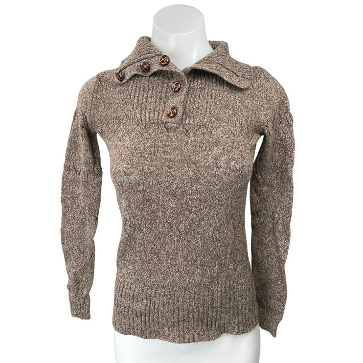 Play C. Charlotte Ronson Womens Brown Polo Collared Pullover Sweater Top Size XS