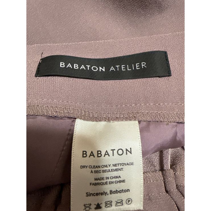 Aritzia Babaton Purple High Rise Pleated Tapered Cropped Trousers Pants Size 4