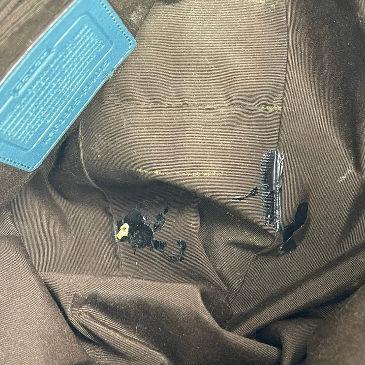 Coach Chelsea Teal Blue 100% Leather Crossbody Zipper Satchel Bag Handbag OS