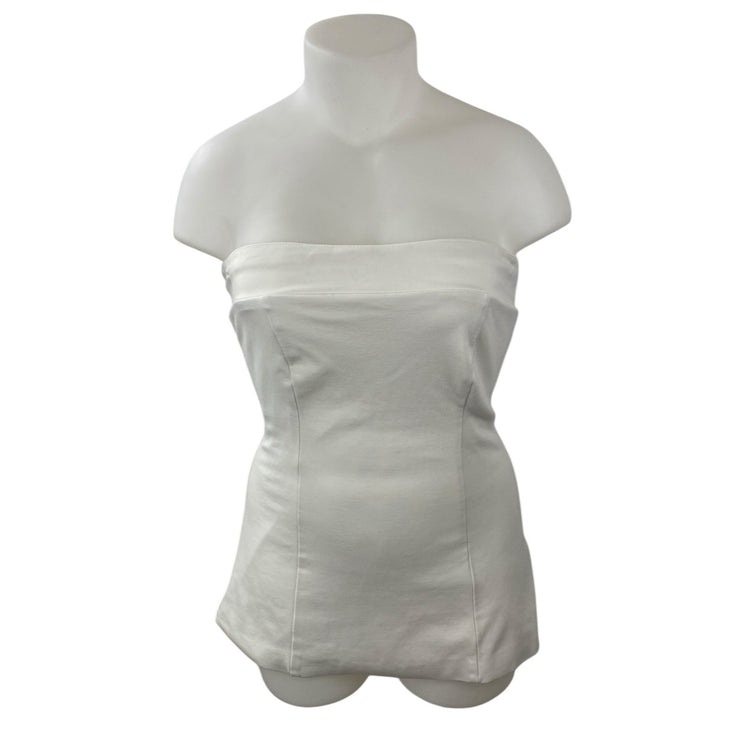 RNWY Women's White Strapless Tube Bandeau Fitted Bustier Mini Bodycon Dress Sz L