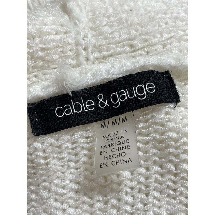 Cable & Gauge Women's White Knit Long Sleeve Open Cardigan Sweater Top Size M