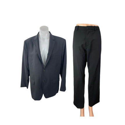 Theory Black Wool Long Sleeve Blazer Coat Jacket Straight Dress Pants Set 42/34