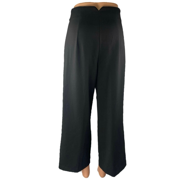 Zara Women's Black High Waisted Pleated Wide Leg Baggy Trousers Pants Size S