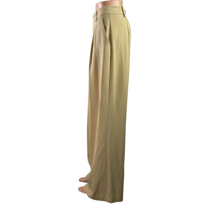 Zara Women's Tan High Rise Pleated Wide Leg Baggy Work Trousers Pants Size M