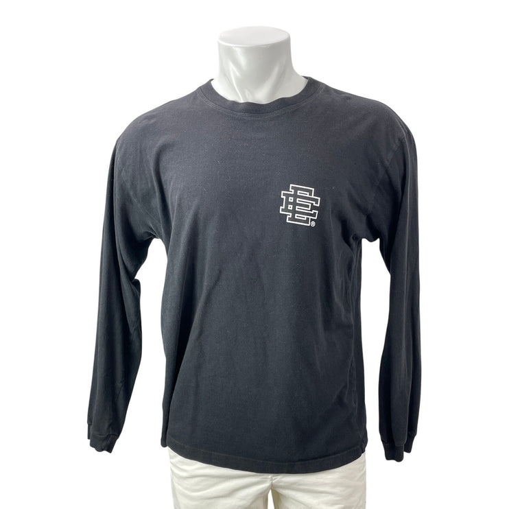 Eric Emanuel Men's Black Long Sleeve Crew Neck Graphic T Shirt Tee Top Size L