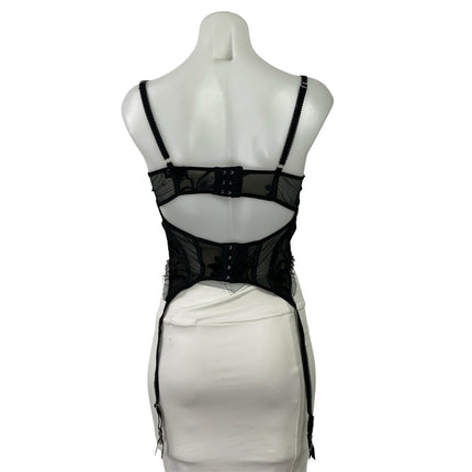 Tic Toc Women's Black Floral Lace Sleeveless Ruffle Straps Corset Top Size M