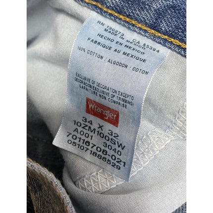 Wrangler Mens Blue High Rise Medium Wash Straight Leg Denim Jeans Pants Sz 34x32