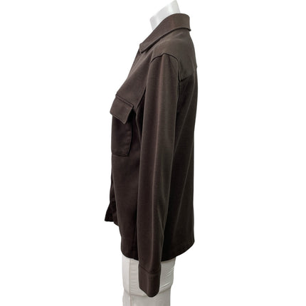 H&M Women's Brown Chest Pocket Long Sleeve Button Down Overshirt Top Size S