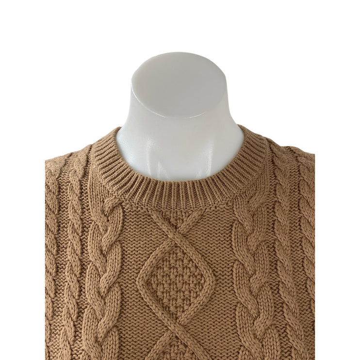 Aritzia Wilfred Women's Tan Wool Cable Knit Sleeveless Sweater Vest Top Size XS