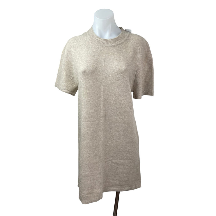 NEW Abercrombie & Fitch Beige Wool Knit Short Sleeve Mini Sweater Dress Size M