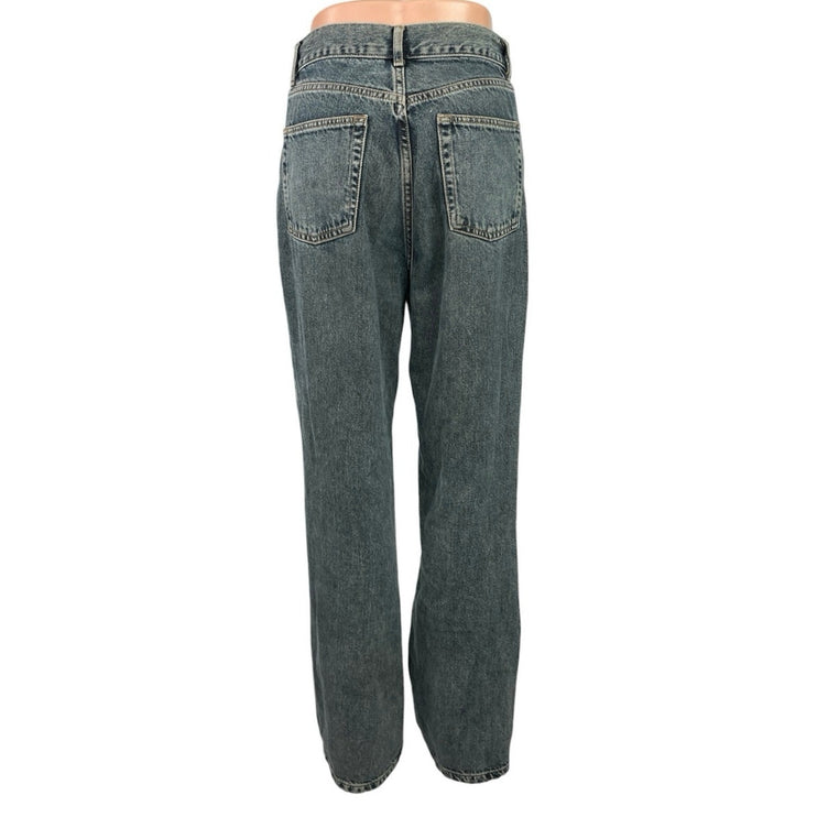 Topshop Women's Blue Washed High Waisted Loose Straight Leg Denim Jeans Size 28