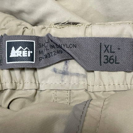 REI Beige High Waisted Convertible Hiking Outdoor Trousers Cargo Pants Size 36L