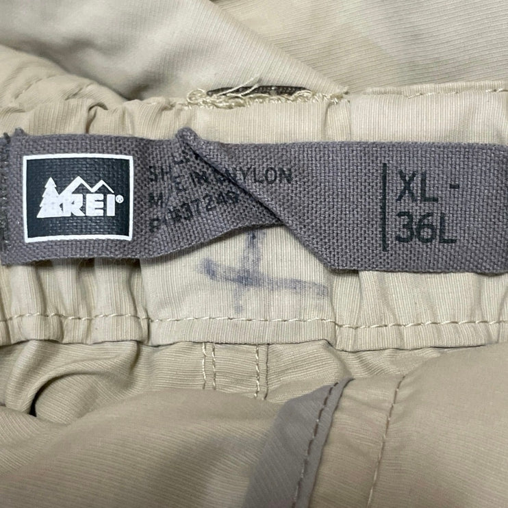 REI Beige High Waisted Convertible Hiking Outdoor Trousers Cargo Pants Size 36L