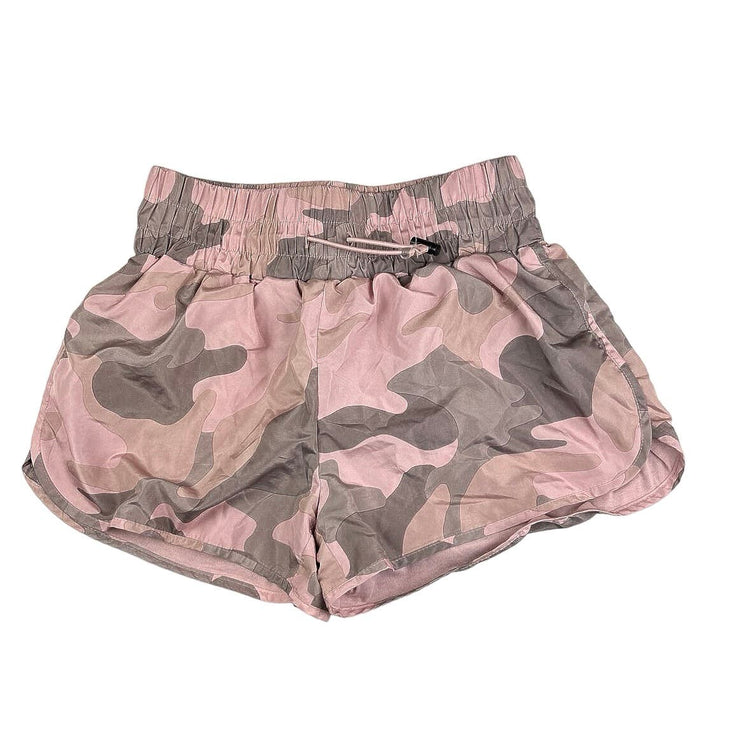 Forever 21 Pink Gray Camouflage Army Print Windbreaker Track Running Shorts Sz S