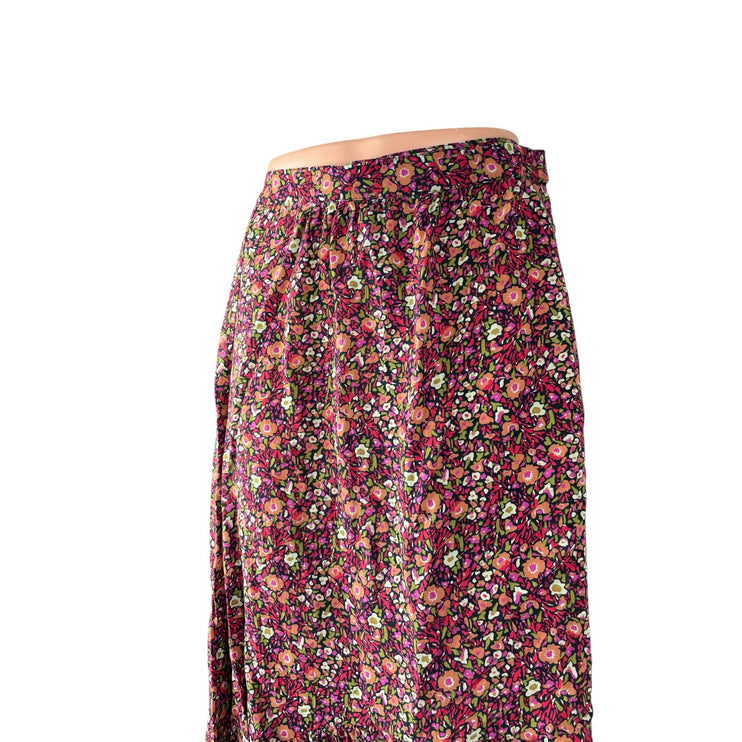 BA&SH Sena Multicolor Floral High Rise Asymmetrical Midi Wrap A-Line Skirt Sz 1