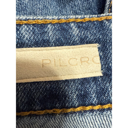 Pilcro Women's Blue Straight Leg High Waist Frayed Raw Hem Denim Jeans Pants 28