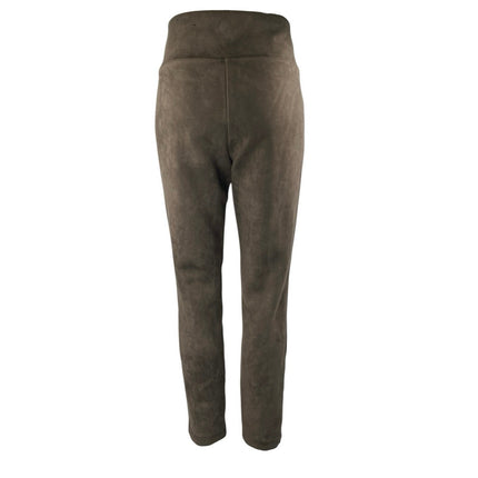 Andrew Marc Brown Faux Suede Leather High Waisted Straight Trousers Pants Size S