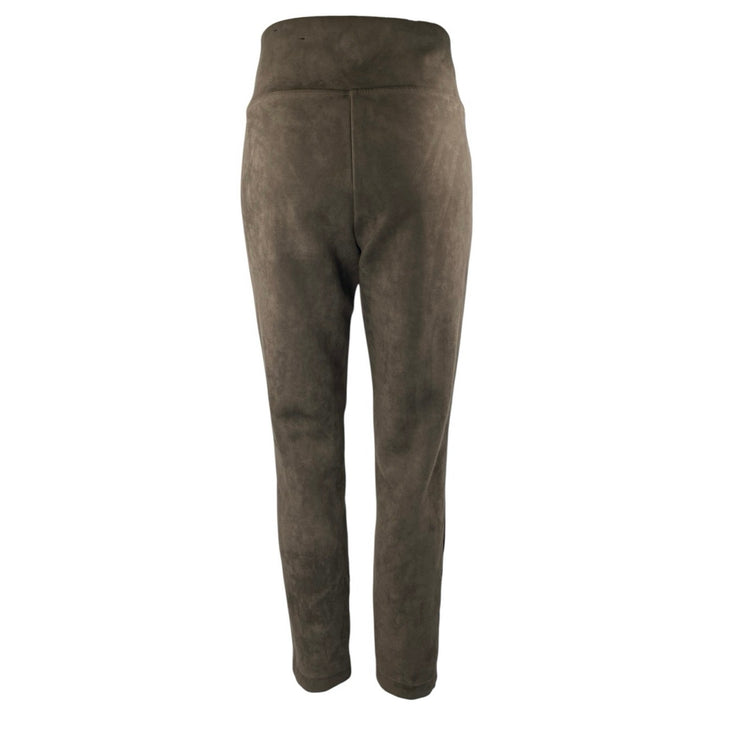 Andrew Marc Brown Faux Suede Leather High Waisted Straight Trousers Pants Size S