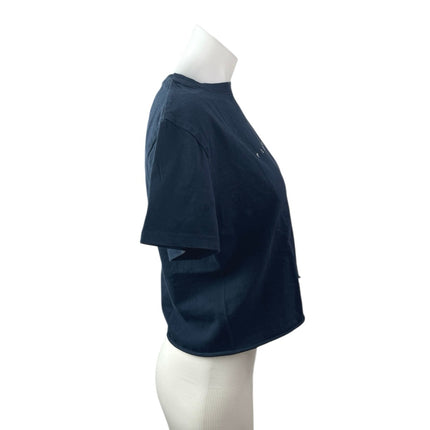 Brandy Melville J Galt Navy Blue Florence Short Sleeve Crop T Shirt Tee Top Sz S