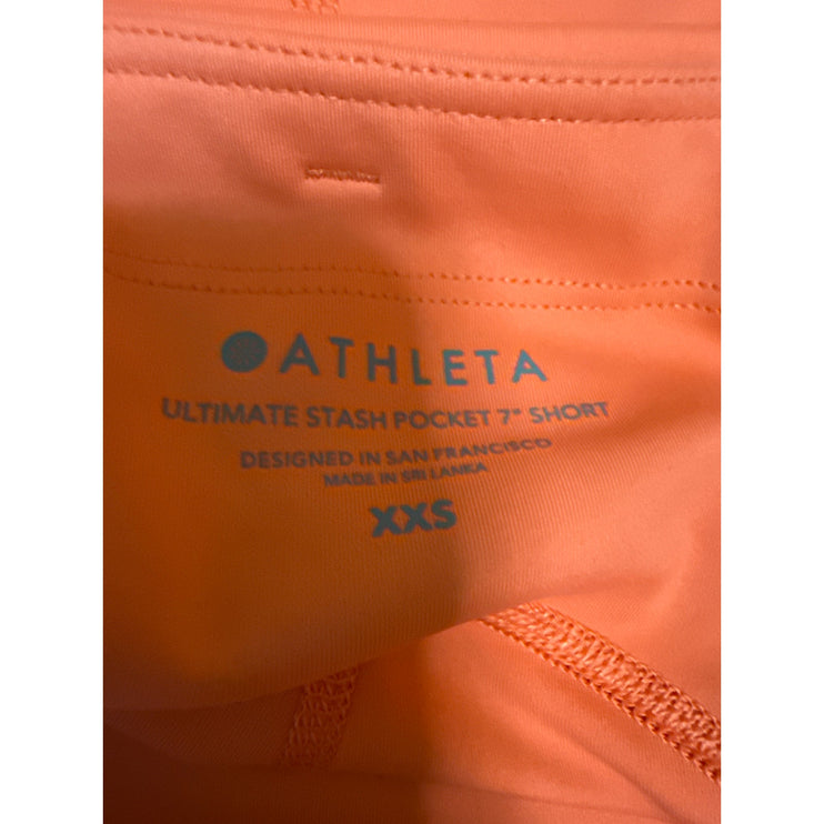 NEW Athleta Ultimate Stash 7" Pocket Orange Running Athletic Biker Shorts Sz XXS