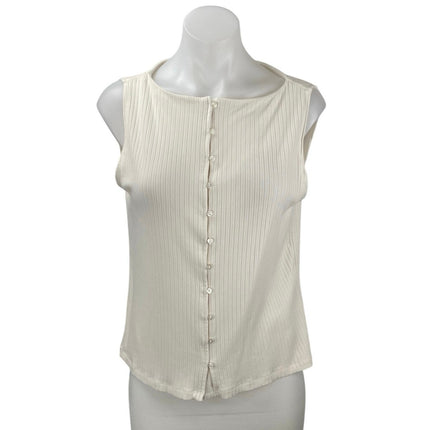 Abercrombie & Fitch Women's White Sleeveless Button Down Crop Tank Top Size L