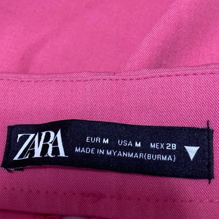 Zara Women's Pink High Waist Wide Leg Side Zip Mini A-Line Skirt Skort Size M