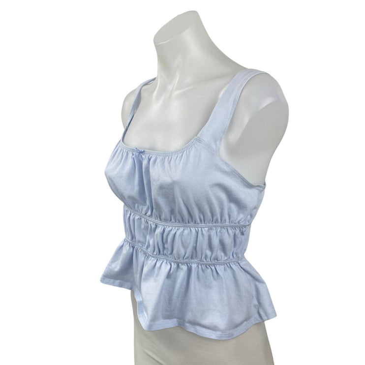 NEW Aritzia Sunday Best Marine Smocked Sleeveless Crop Babydoll Cami Tank Top S