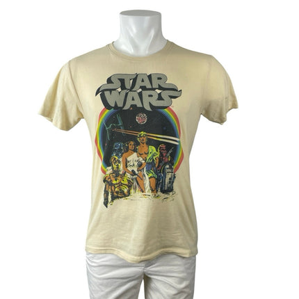 Star Wars Men's Cream Retro Rainbow Classic Short Sleeve T Shirt Tee Top Size L