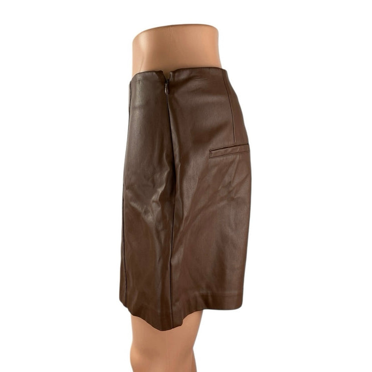 Meshki Women's Brown Fleece Lined High Rise Faux Leather Vegan Mini Shorts Sz M