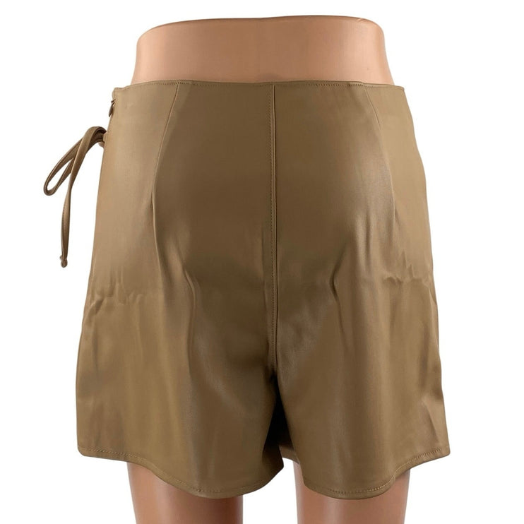 NEW Abercrombie & Fitch Tan Khaki High Waisted Wrap Skirt Skort Shorts Size S